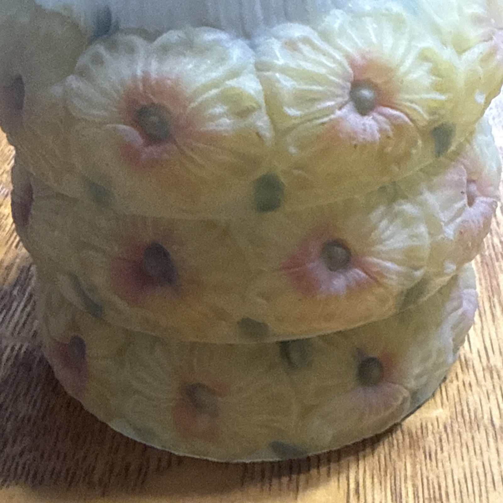 Antique Set 3 Reverse Painted Glass 4 5/8" Shades Yellow Flowers 2-1/4" Fitter