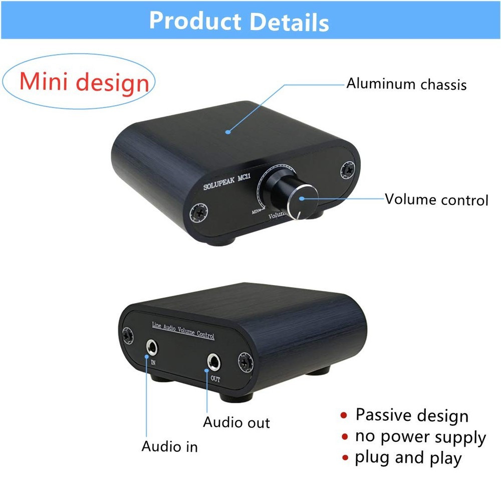 3.5 Mm Audio Volume Controller, Line Volume Control Box, 1/8" Aux Mini