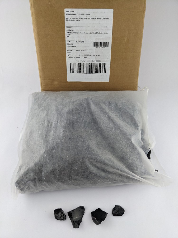 Recycled Fire Glass Refill Replacement - Black - 10lbs