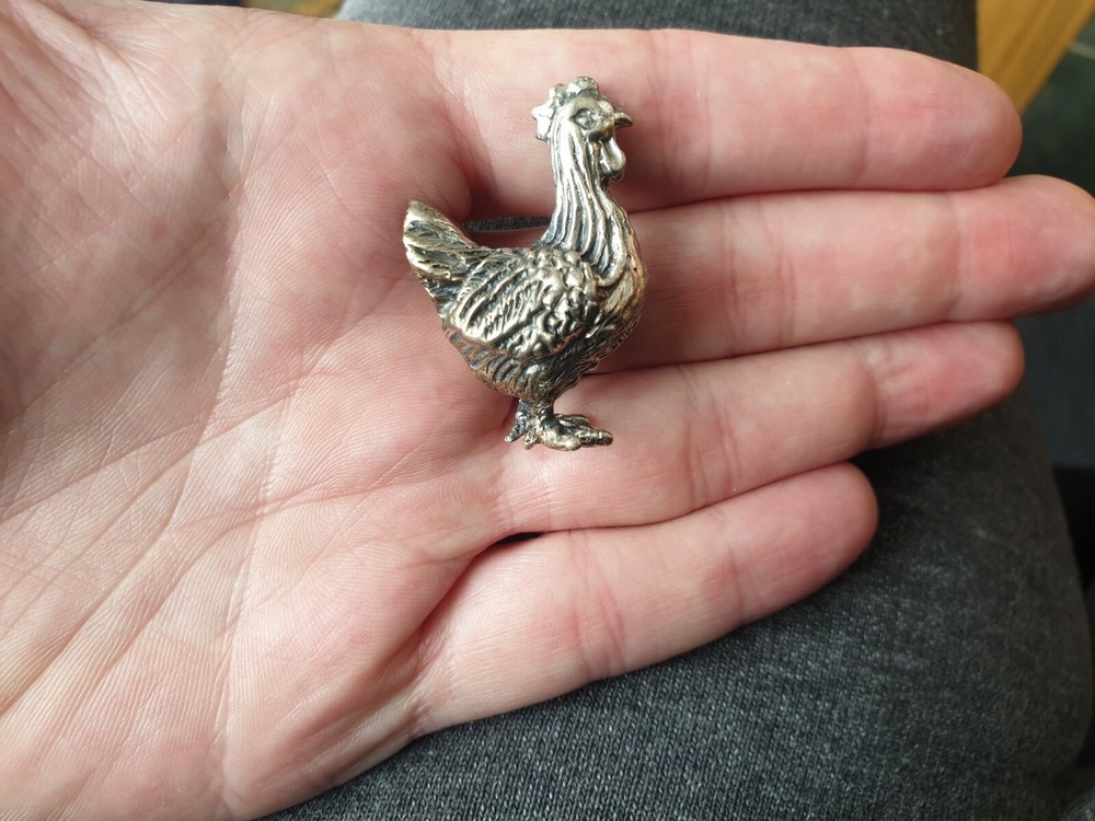 Vintage Solid Silver Italian made miniature Chicken Large