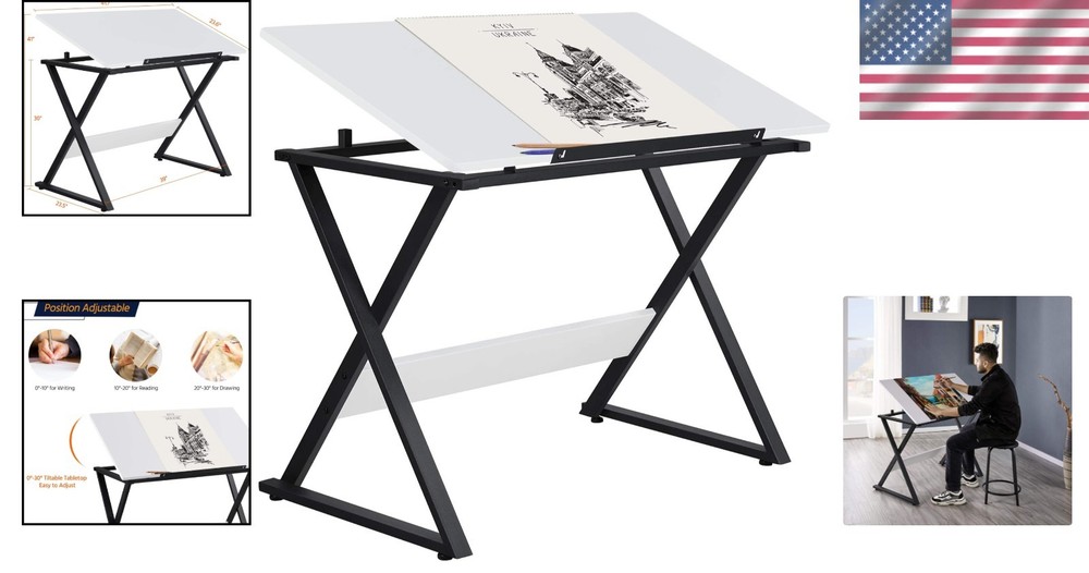 Stylish Adjustable Drafting Table with Multi-Angle Desk Surface for Art & Study