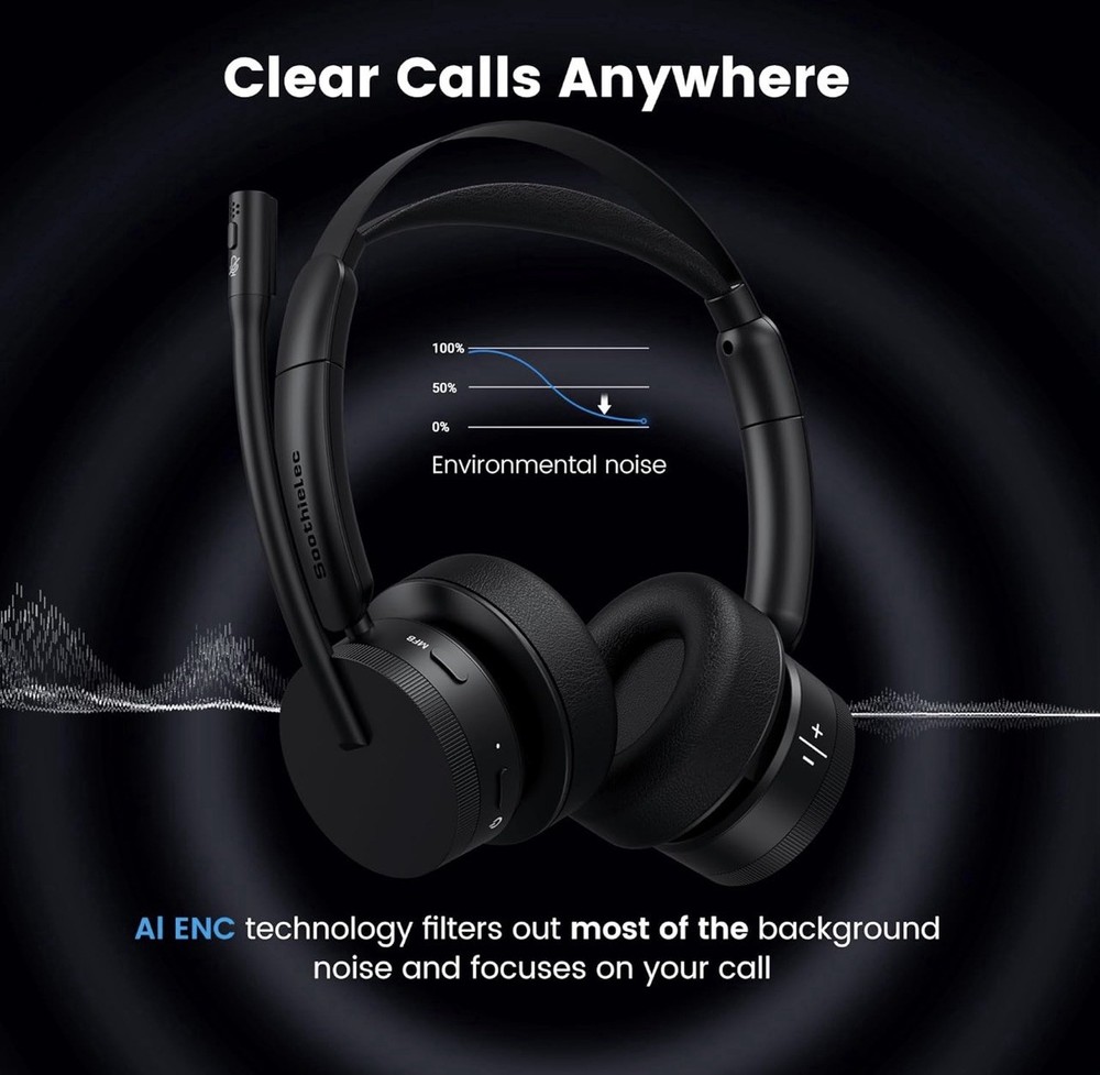 Wireless Headset with Mic for Work(Upgrade Volume Knob & Charging Indicator),...