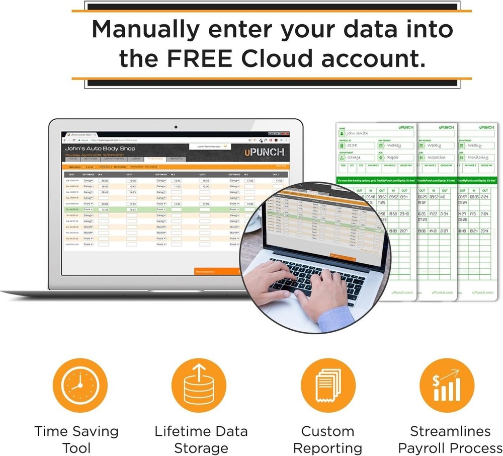 Versatile Small Business Time Clock Bundle with AutoAlign and Two-