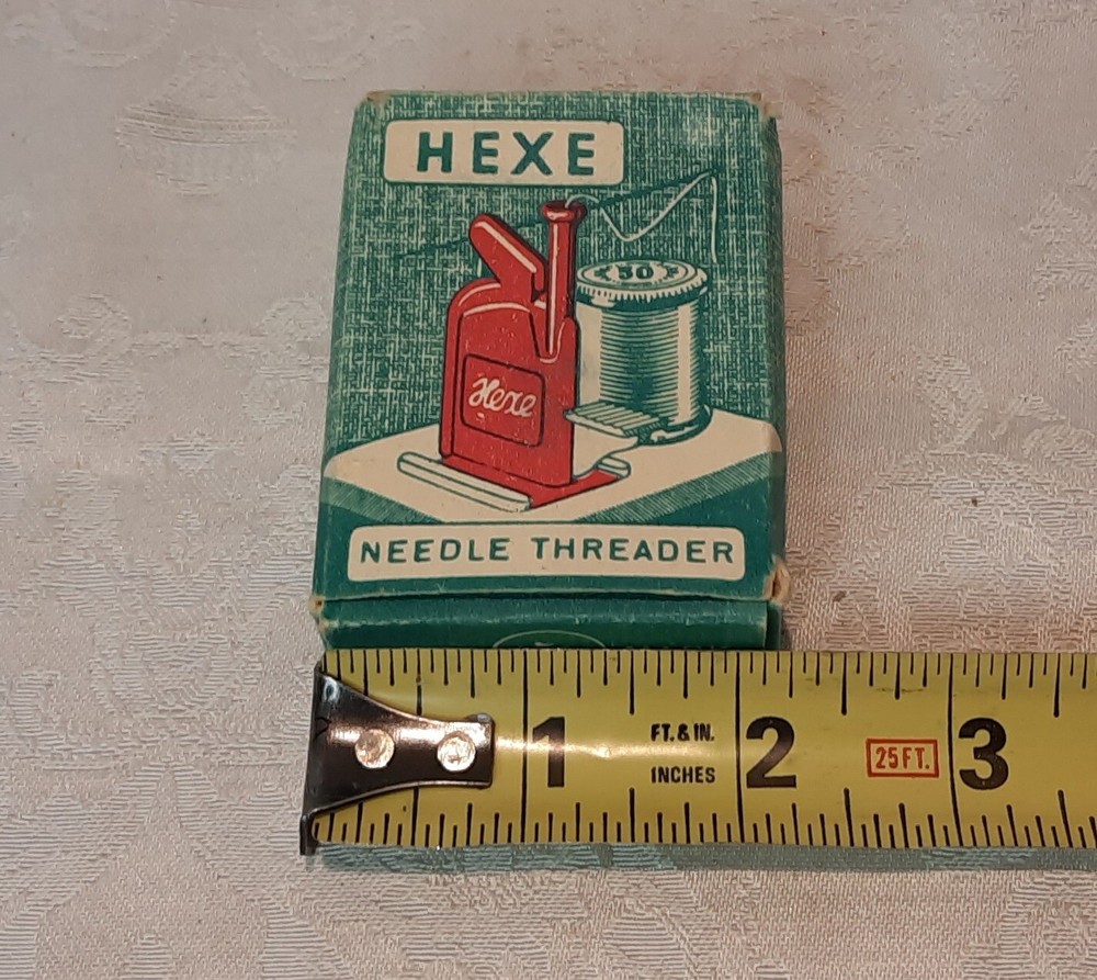 Vintage Plastic Hexe Automatic Needle Threader with Instructions Antique