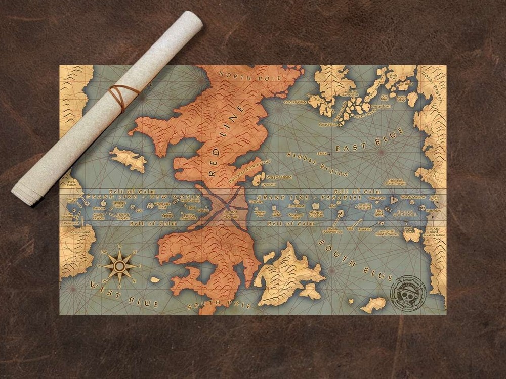 One Piece Cloth Map Scroll