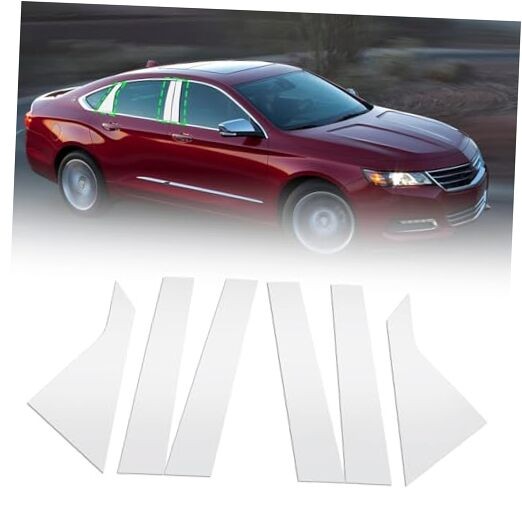 Pillar Posts Door Window Trim 6pcs Compatible with Chevy Impala Chrome Silver