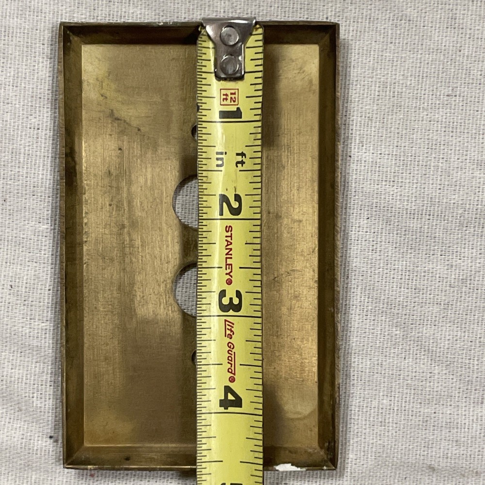 Push Button Single Light Switch Cover Plate Solid Heavy Brass Vintage 4.5 x 2.75