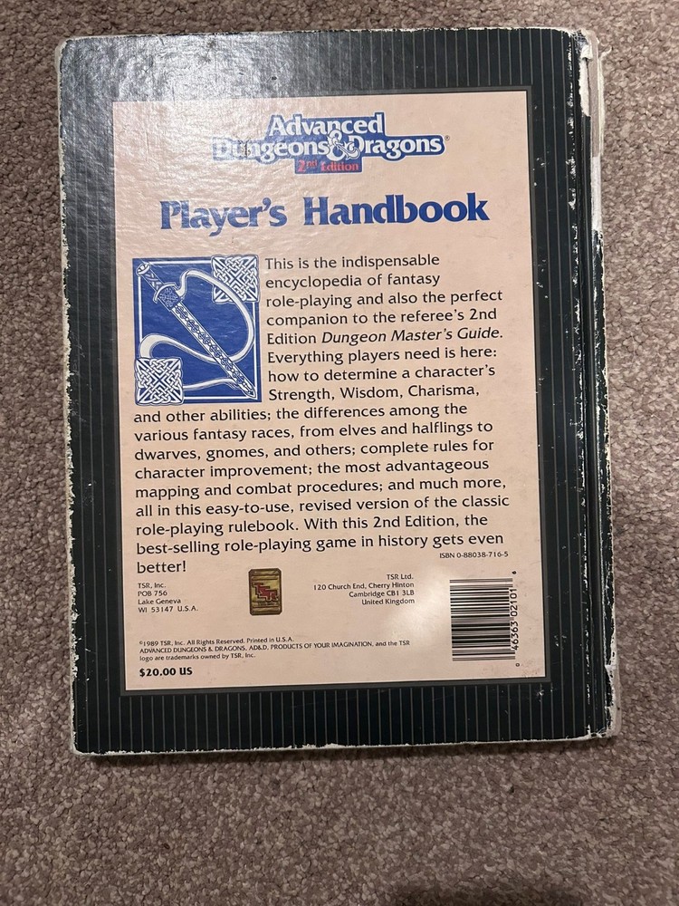 Advanced Dungeons and Dragons 2nd Edition Players Handbook