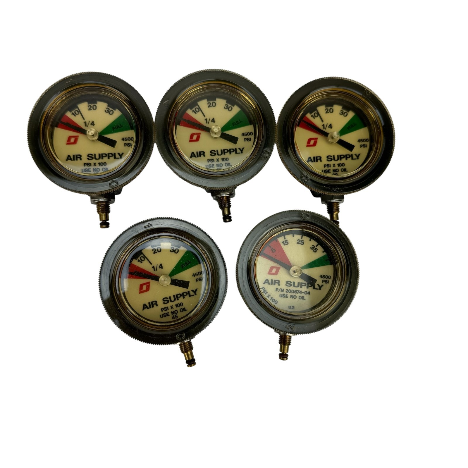Lot of 5 Scott Air Supply PSI Pressure Gauges PSI x 100 Part # 200674-04