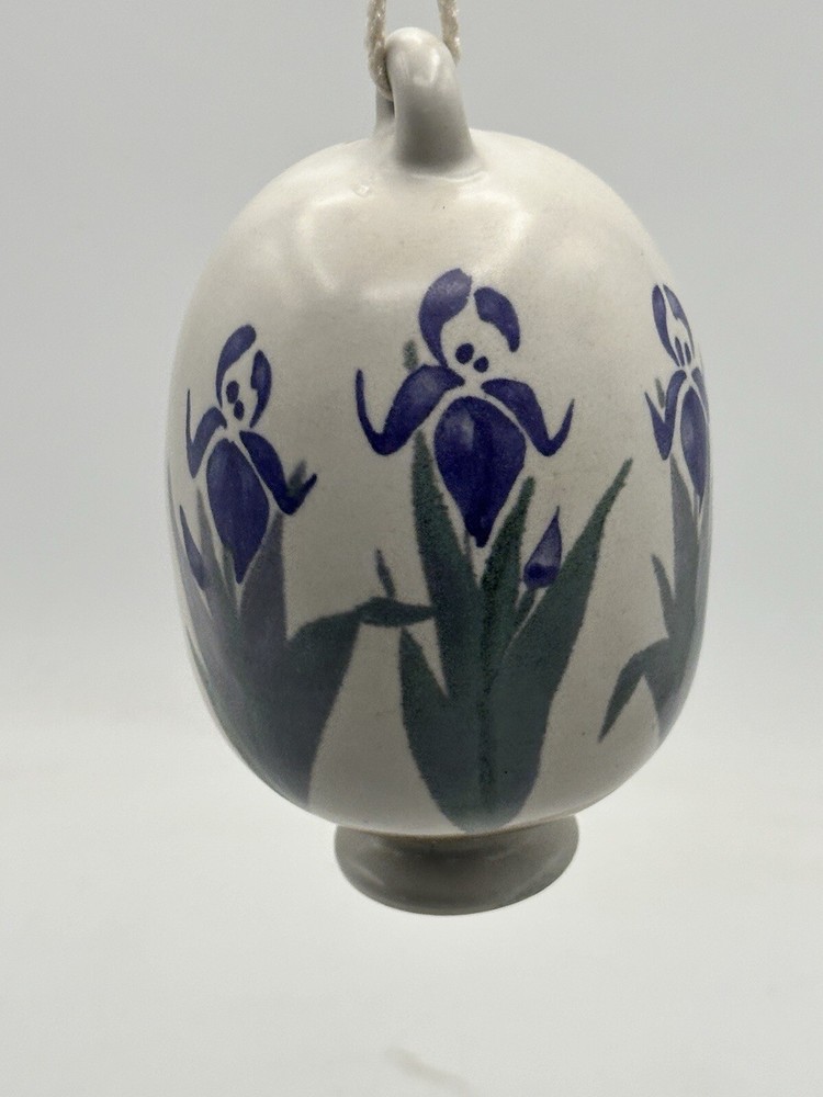 Stoneware Wasp Trap Hand Crafted Studio Pottery With Iris Flowers Signed