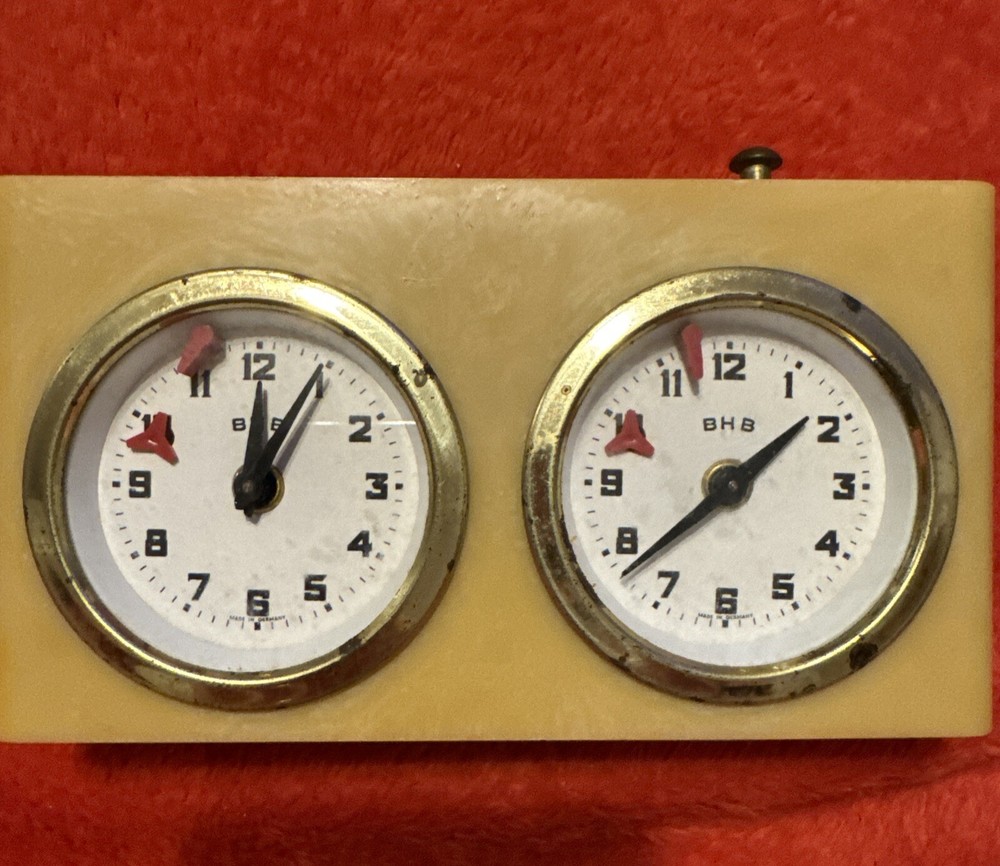 BHB German Analog Chess Clock Timer Brown Plastic Vintage Made in Germany 0323