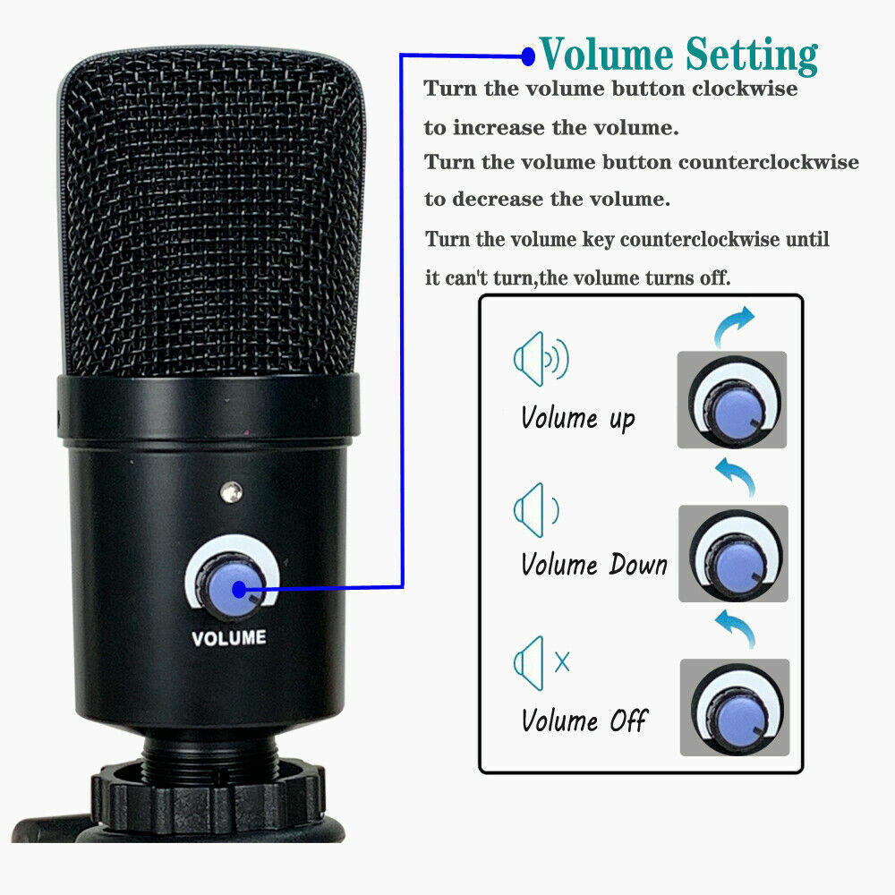 USB Condenser Microphone Kit Complete Set For PC Laptop Studio Recording Singing
