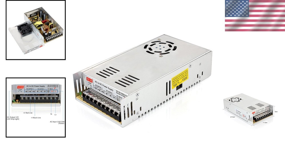 360W 12V 30A Switching Transformer - AC to DC Adapter for Electronics Projects