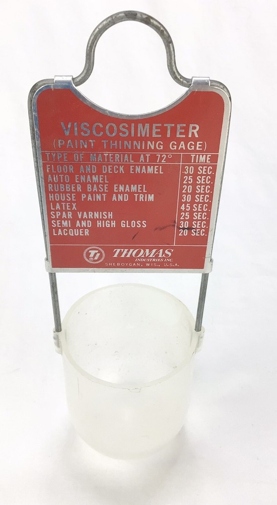 Viscosimeter Paint Thinning Gage with Chart Thomas Industries