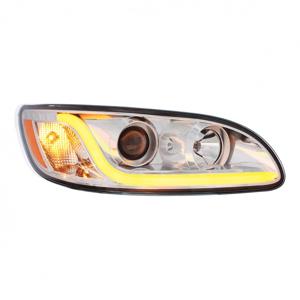Chrome Projection Headlight f/ 1999-2019 Peterbilt - Dual Function - Passenger