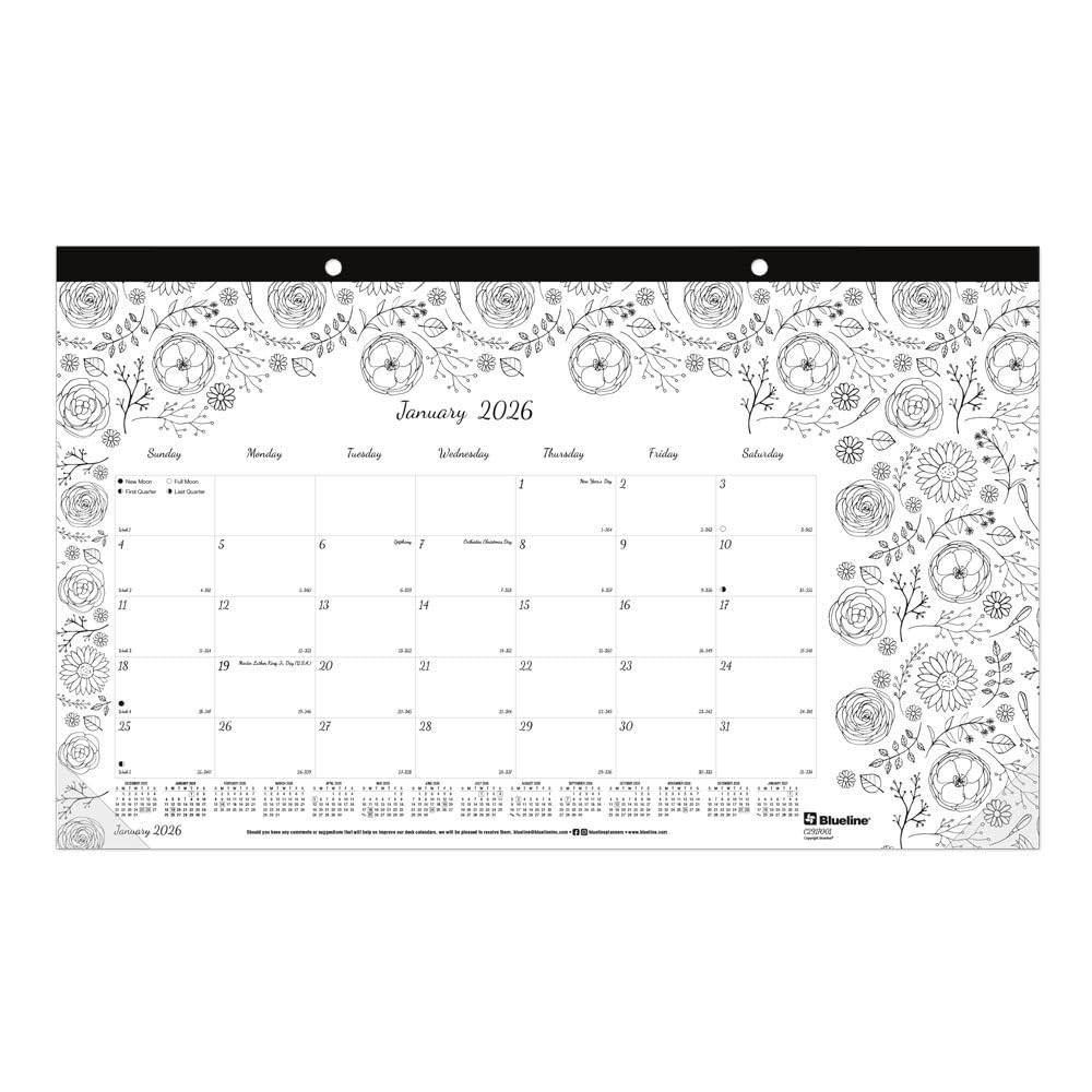 Blueline DoodlePlan Compact Desk Pad - Botanica (c2917001)