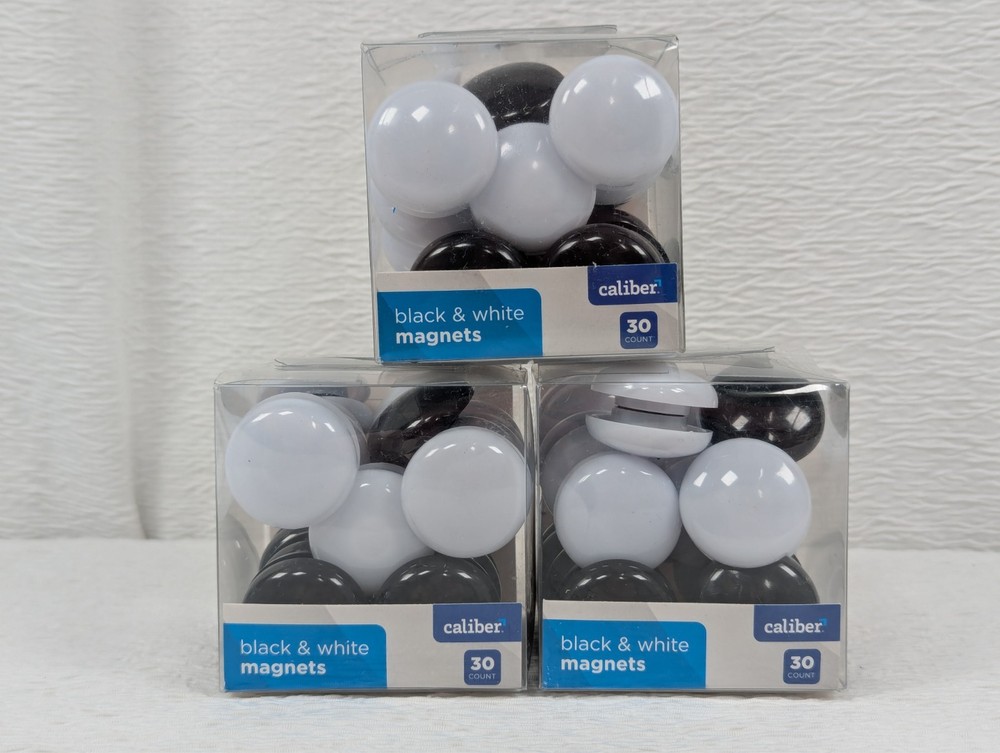 Caliber - Black & White Magnets - 30ct - 3 Pack