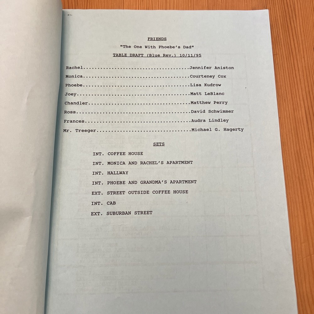 Friends Script "The One With Phoebe's Dad" Rare! Episode #9