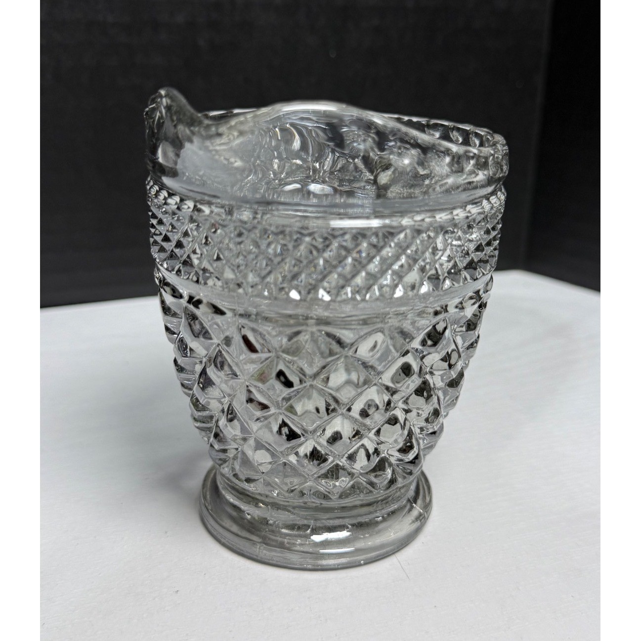 Vintage MCM Anchor Hocking Wexford Gray Creamer Pressed Glass 1960's