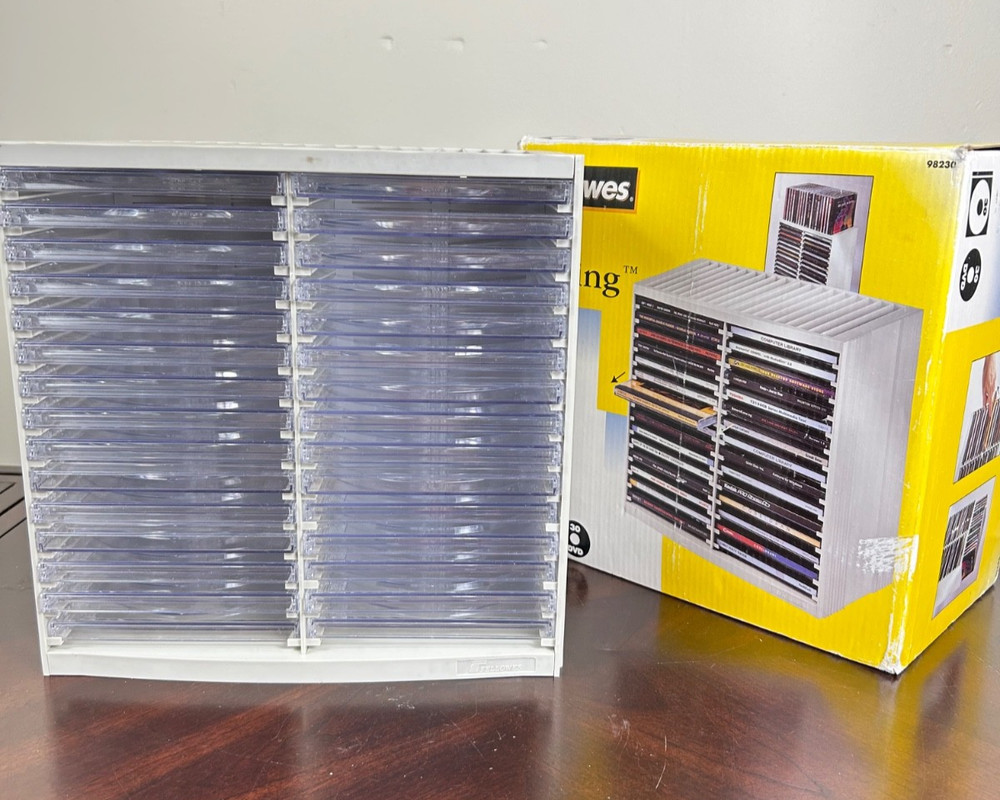 Fellowes CD Spring Loaded Storage Unit 30-48 Disc DVD Capacity New in Box