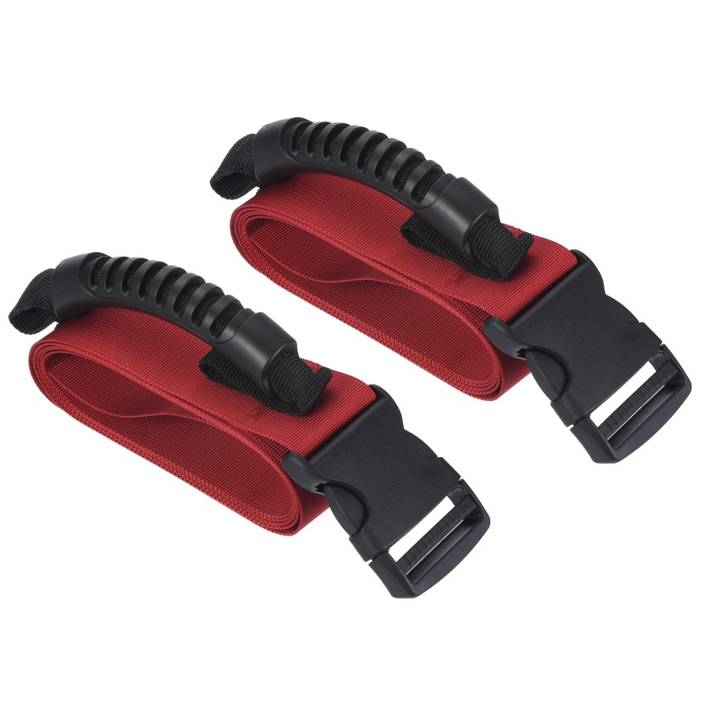 Carrying Strap with Handle, Adjustable Nylon Belt for Moving Boxes, Red 2pcs