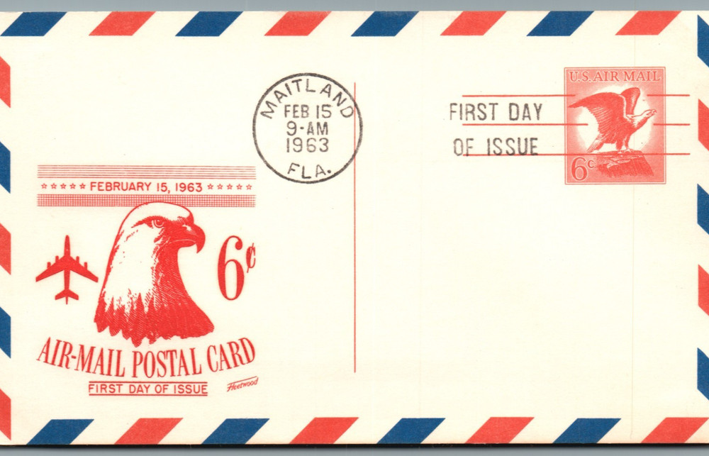 First Day Issue postcard-1963 Maitland FLA Air Mail Eagle 6¢-pB410