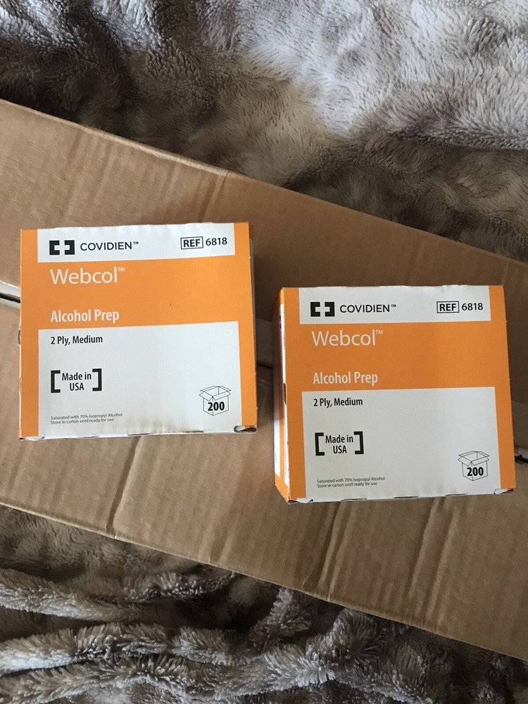 New #6818 Webcol Alcohol Prep Pads Sterile Medium - 2 Pack x 200
