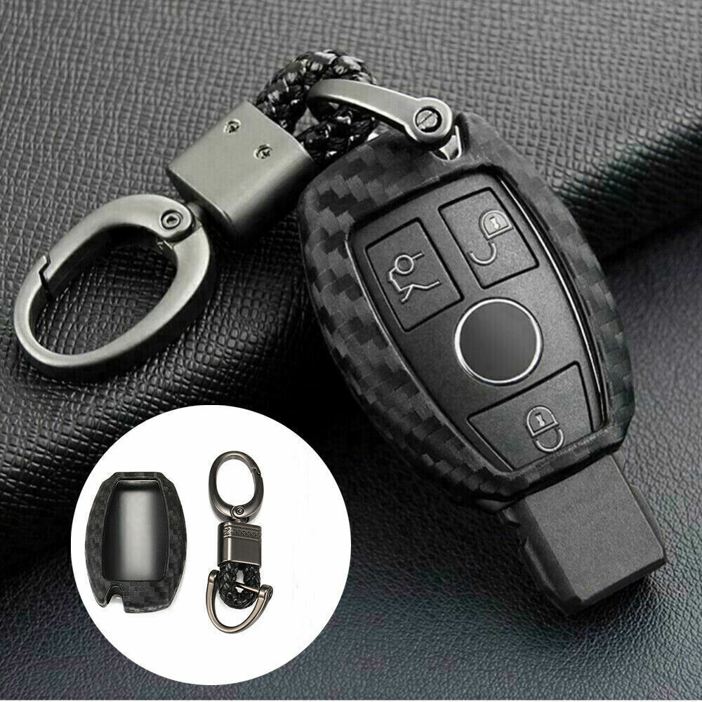 Smart Car Key Case Cover Fits Mercedes-Benz Fob Holder Accessories Carbon Fiber