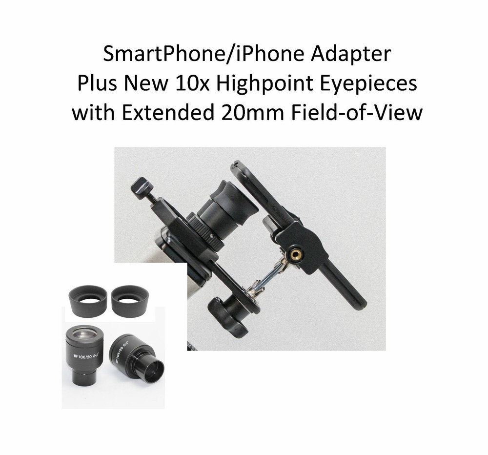 Microscope Eyepiece Camera Adapter for Smartphone & iPhone + 10x 20mm Oculars