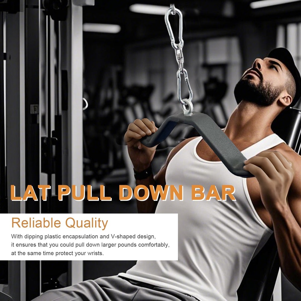 LAT Pulldown Tricep Bar Strength Training Workout Cable Machine Attachment Curl