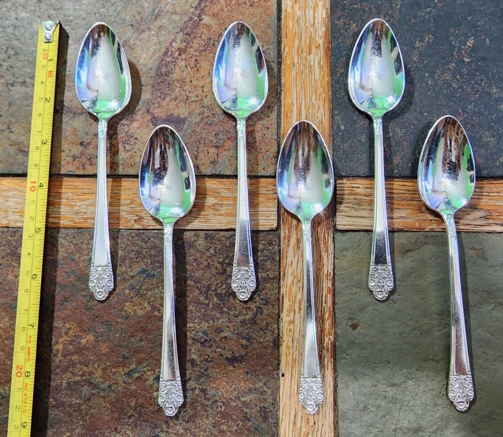 6 ANCHOR ⚓ROGERS c1941 PRECIOUS SILVERPLATED TEASPOONS 🫖/ TEA 🍵 SPOONS