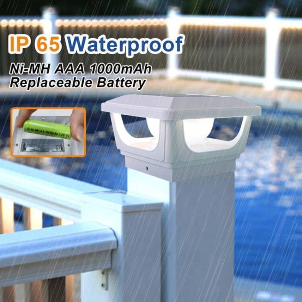 Solar Post Cap Lights for 3x3, 4X4 Posts - WHITE (2 PACK) BICSGL-12WHT