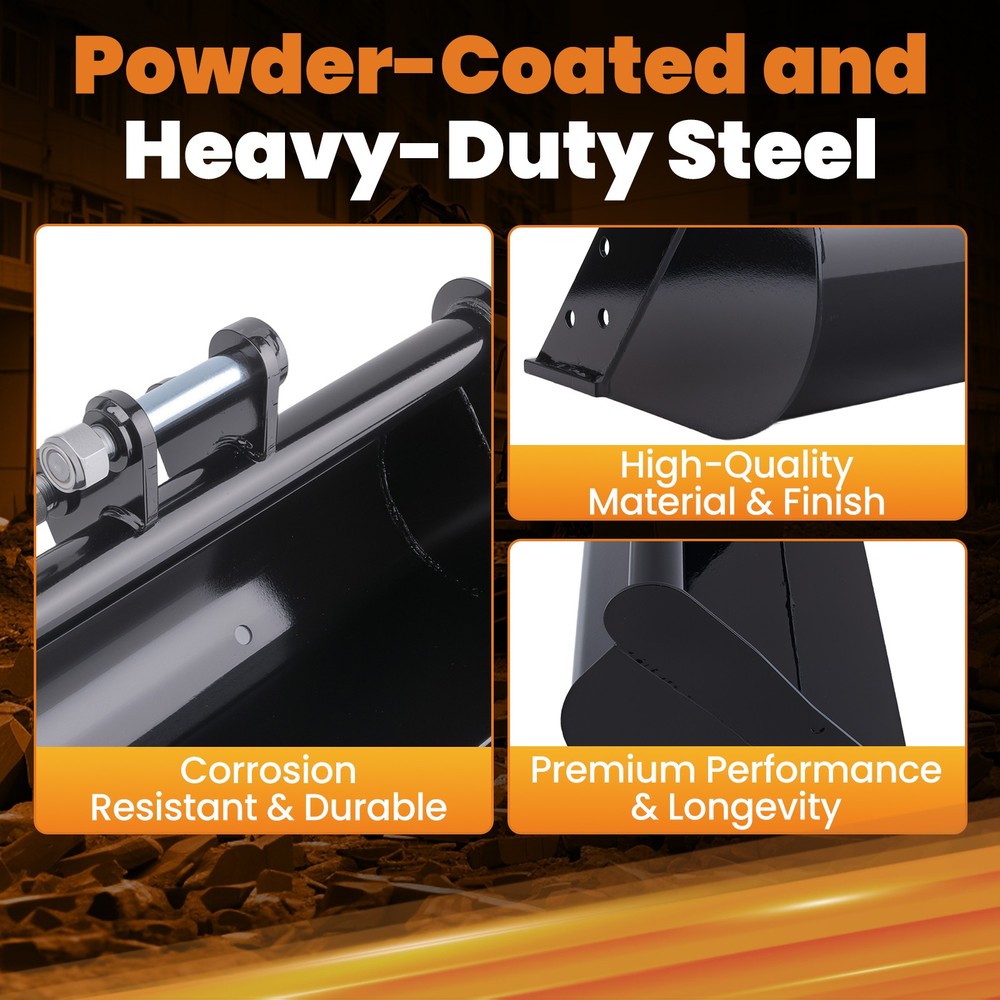Plain Bucket 600mm Excavator Attachment with Double Hinge Pins Construction