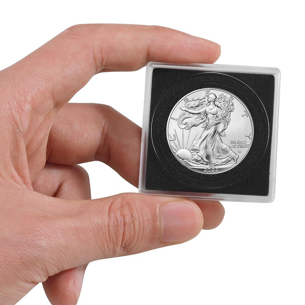 20Pc/set Coin Snap Holder Capsules Adjustable 8 Sizes Silver Dollar Storage Case