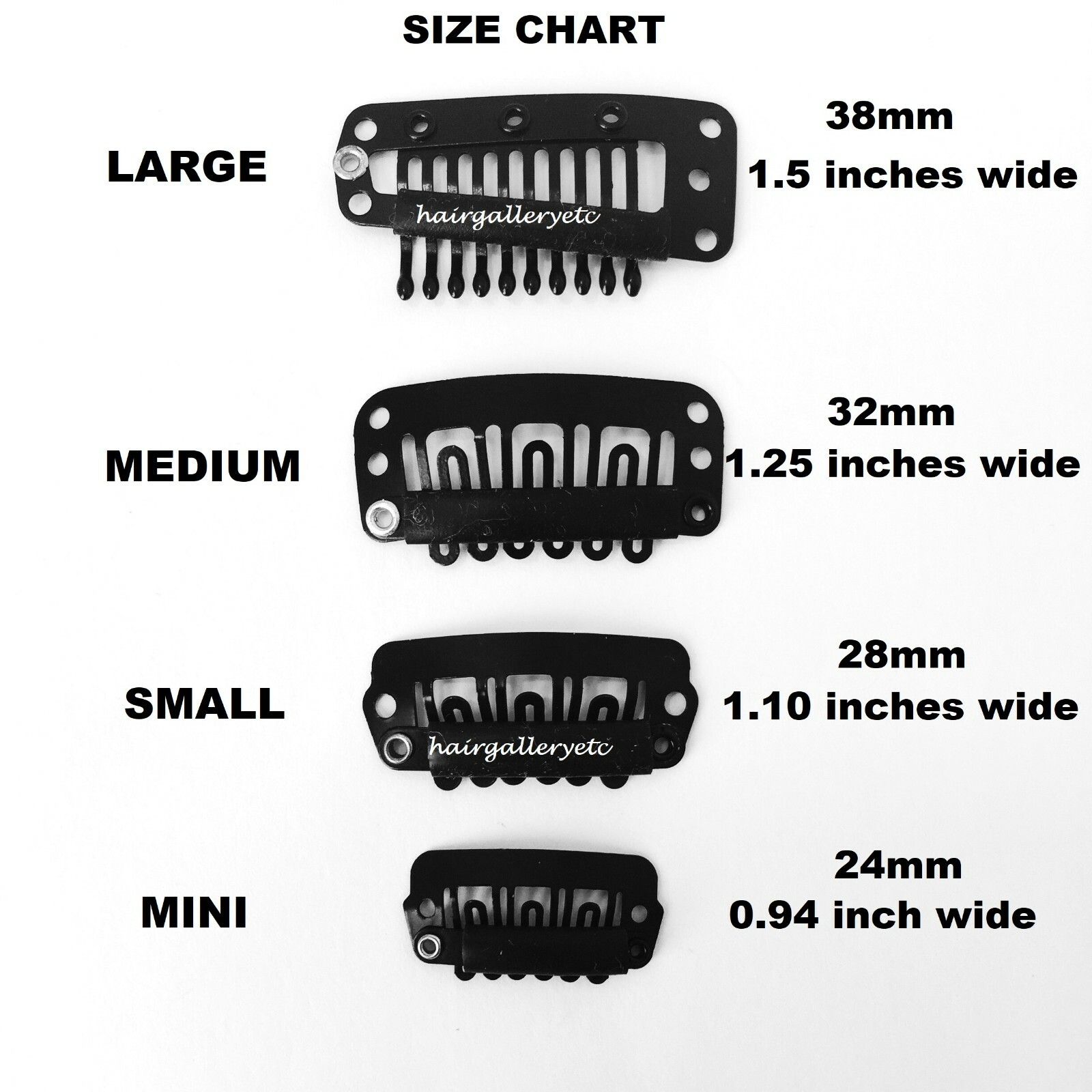 QUALITY MINI HAIR EXTENSION CLIPS SNAP WIG CLIPS FOR TOUPEES HAIR PIECES 24mm