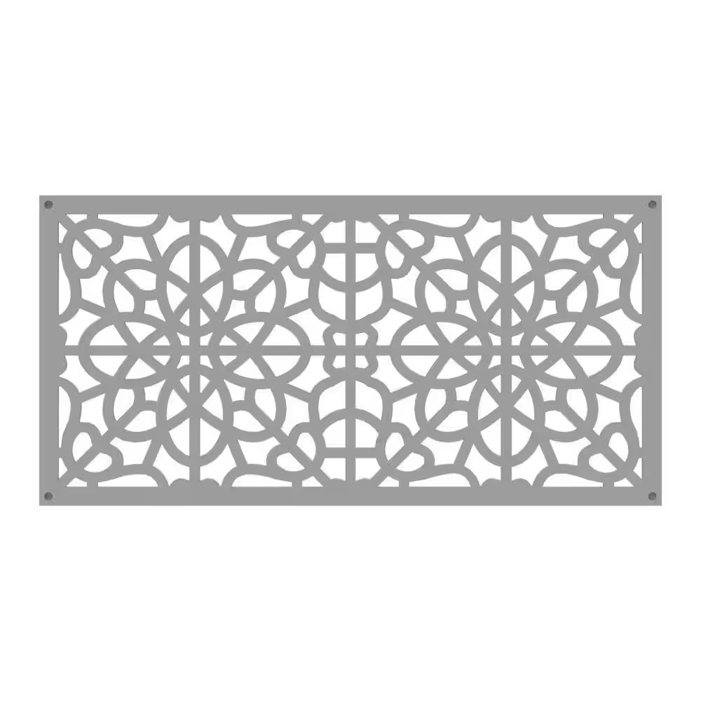 2 Ft. X 4 Ft. Fretwork Gray Polypropylene Decorative Screen Panel