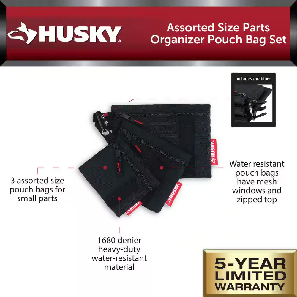 Assorted Size Parts Organizer Pouch Bag Set