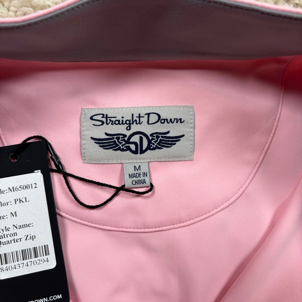Straight Down Patron 1/4 Zip Men Medium Pink NEW Performance Pullover Golfcore