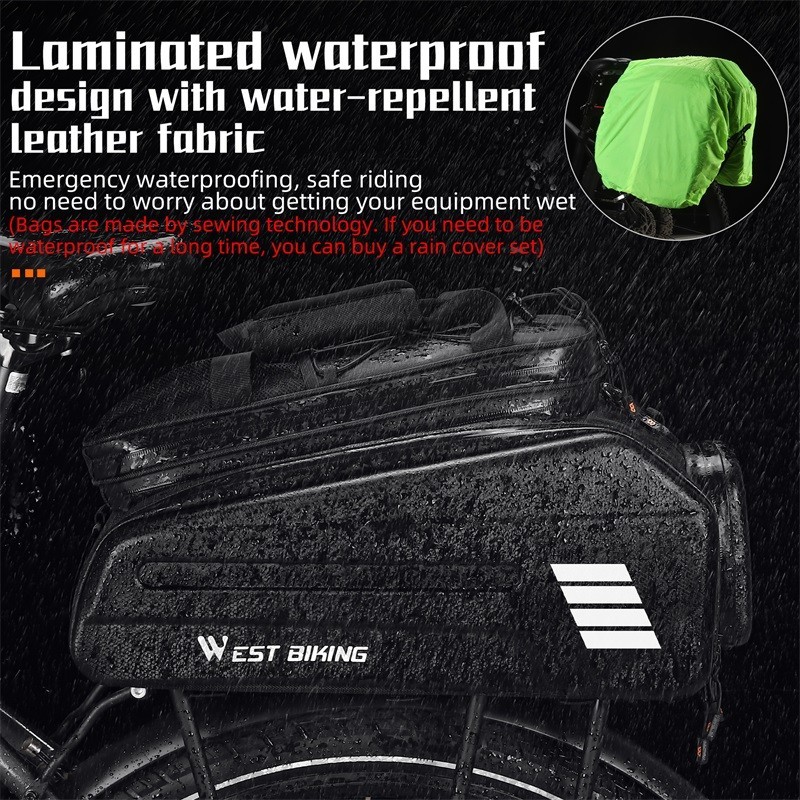 WEST BIKING E-Bike Battery Bicycle Pannier Waterproof Rear Rack Carrier Bag 20L