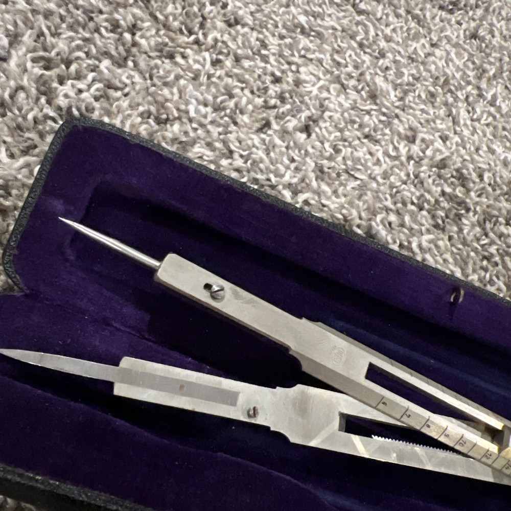 POST LINES & CIRCLES 8" PROPORTIONAL DIVIDER #925 W/CASE - DRAFTING DRAWING TOOL