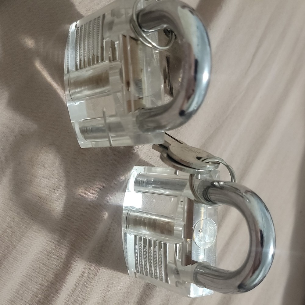 Set of 2 Transparent Practice Padlocks with Keys Locksmith Training Tool