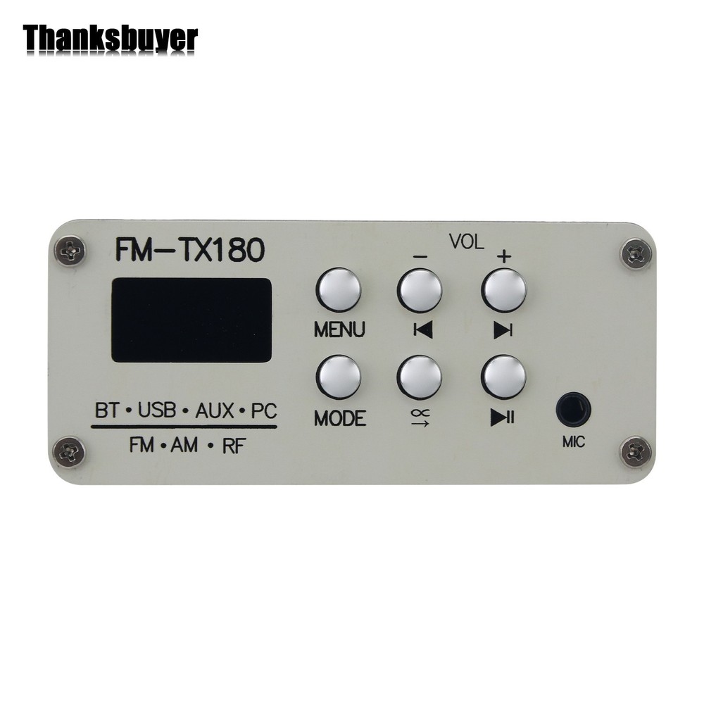 FM-TX180 75MHz-108MHz Bluetooth Stereo FM Radio Transmitter 0.96'' OLED Screen #