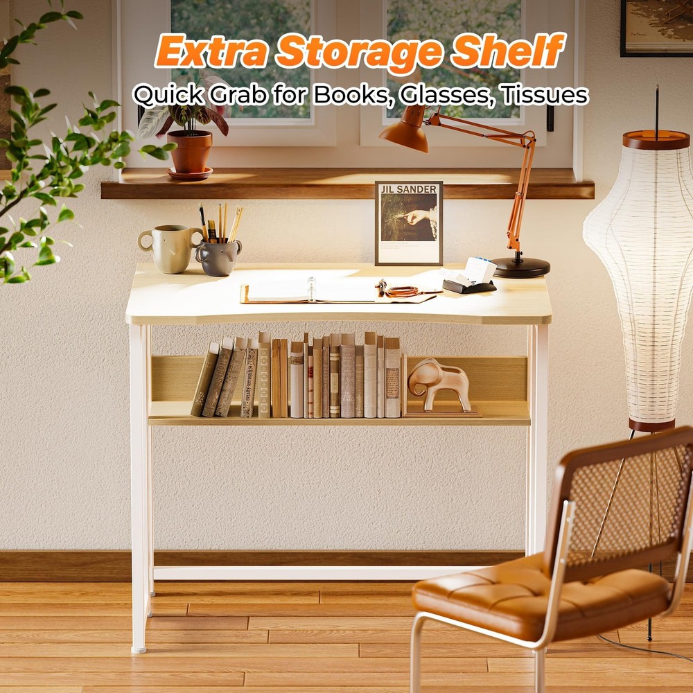 Huuger Folding Desk with Storage Shelf, 31.5 Inch Foldable Computer Table for...