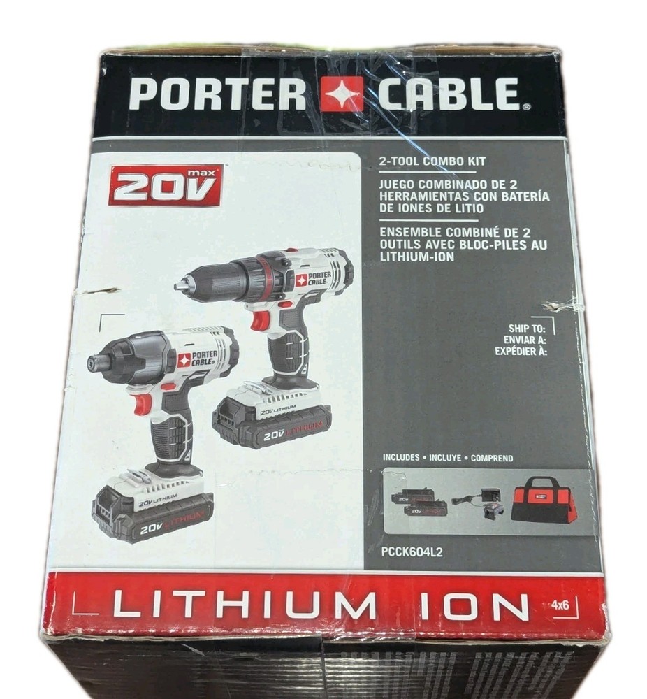 PORTER-CABLE PCCK604L2 20V Max Lithium Ion 2-Tool Drill/Impact Driver Combo Kit