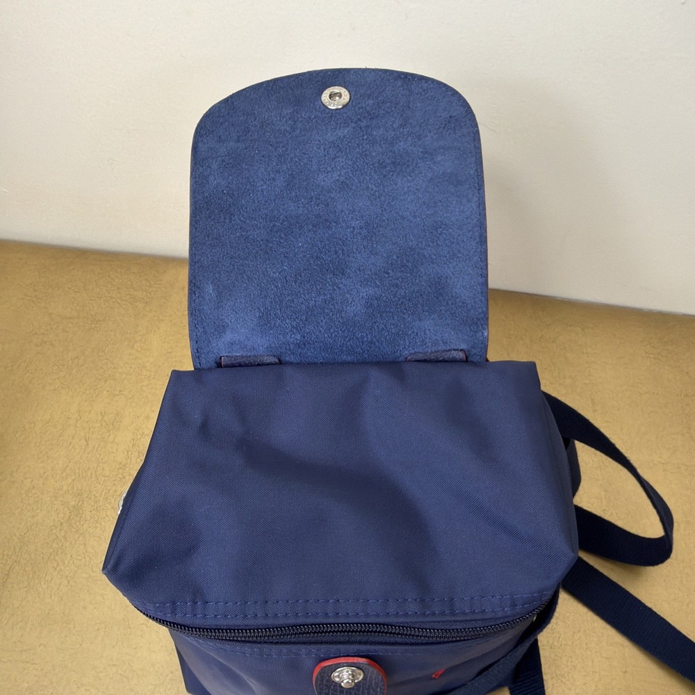 LONGCHAMP LE PLIAGE MINI BACKPACK NAVY BLUE RED NYLON LEATHER