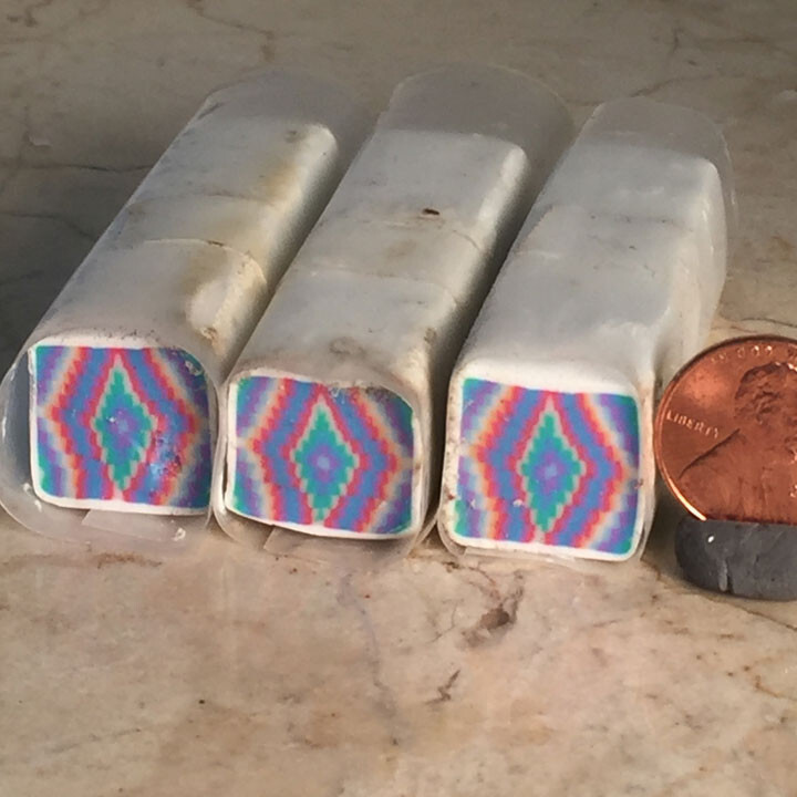 Translucent bargello raw polymer clay cane