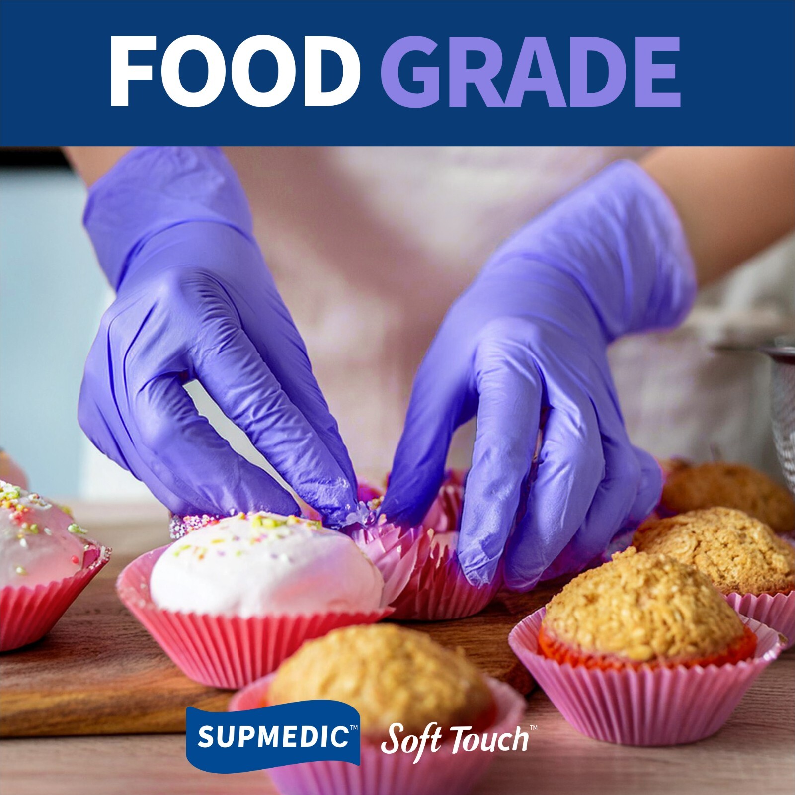 Medical Nitrile Exam Gloves Powder-Free Food-Safe Disposable Glove Purple 100PCs