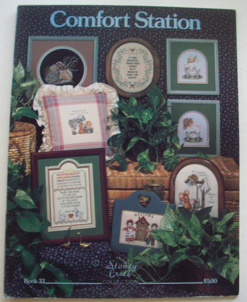Comfort Station verses  flowers shells bathtime cross stitch pattern