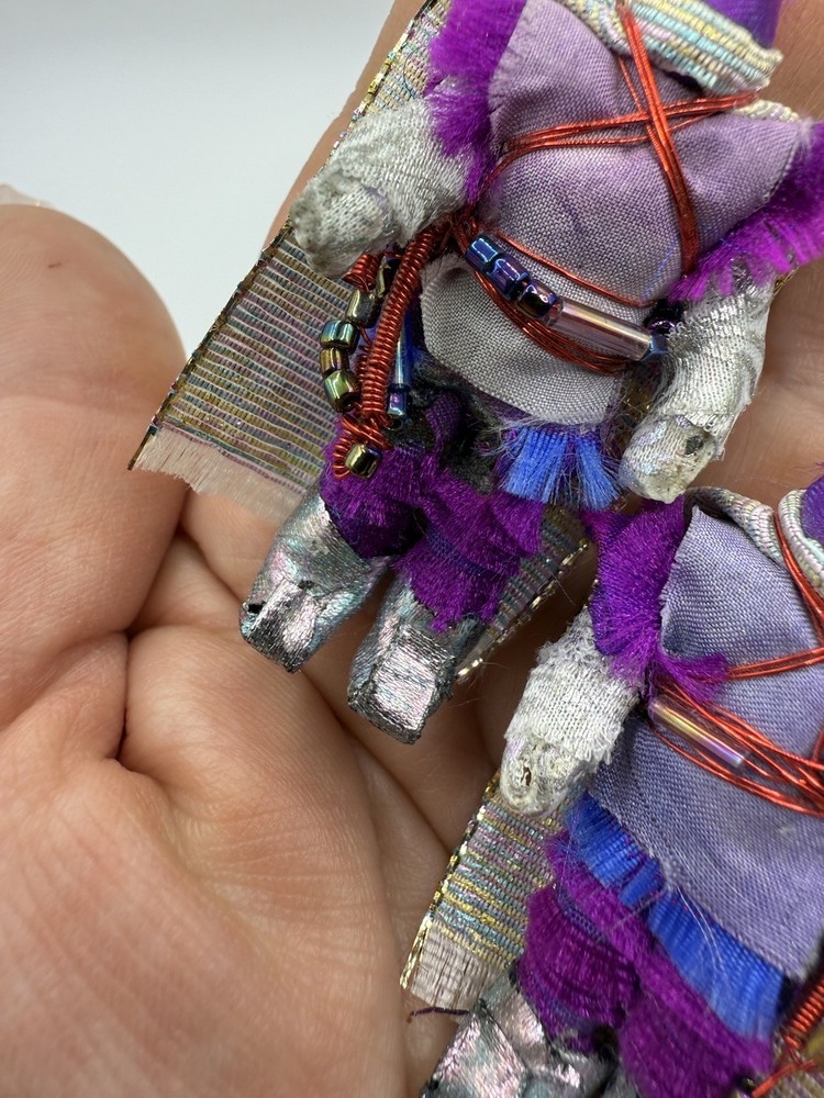 Vintage Unsigned Robot Warrior Handmade Earrings