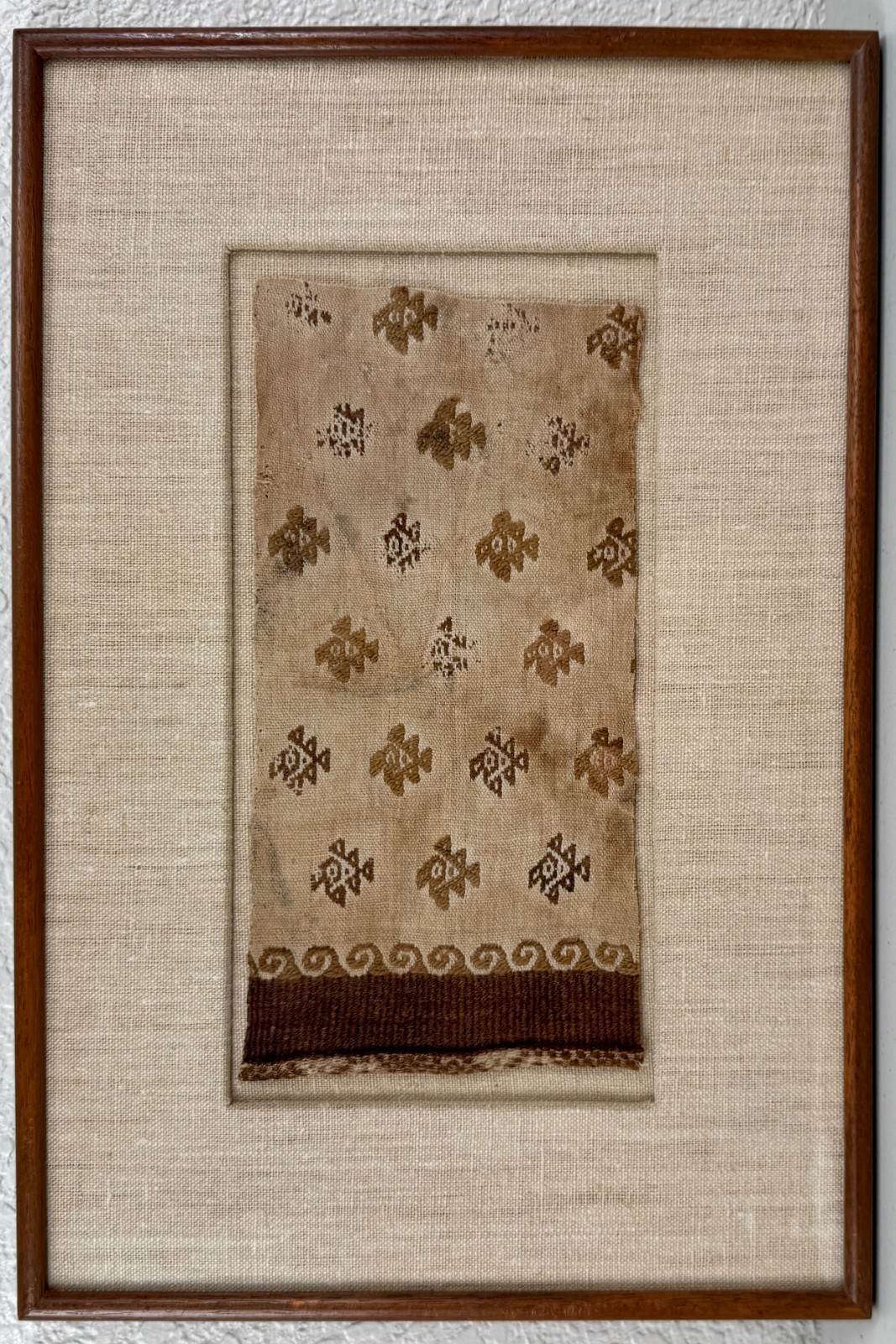 PRE COLUMBIAN TEXTILE EMBROIDERY PANEL FRAGMENT PERUVIAN MUMMY INCA CHANCAY